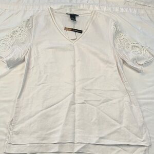 Grace Elements lace sleeve v neck blouse